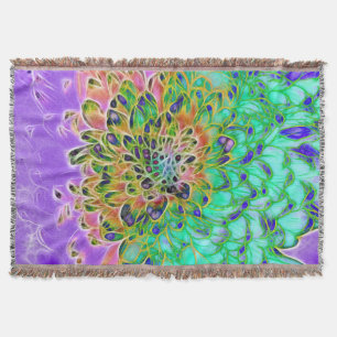 Abstrakte Pfau Chrysantheme Gewebte Decke