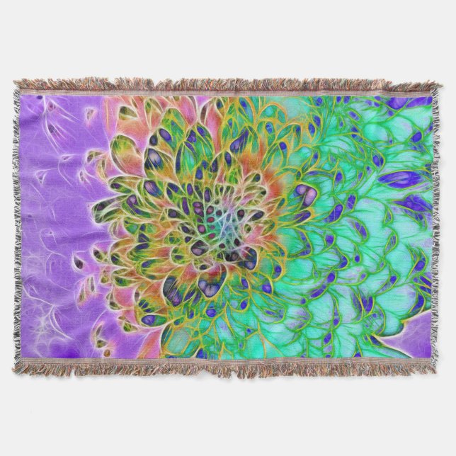Abstrakte Pfau Chrysantheme Gewebte Decke (Vorderseite)