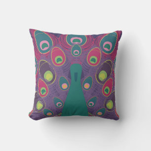 Abstrakte Pfau-Lila-Moderne Kunst Kissen