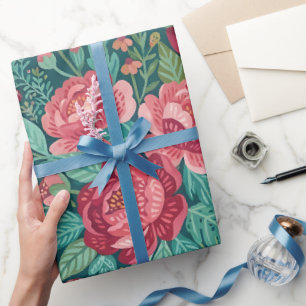 Abstrakte Pfingstrosen-Garten-Schmetterlinge-Gesch Geschenkpapier