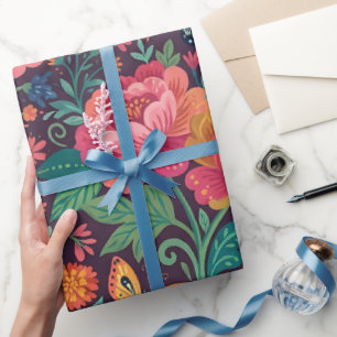 Abstrakte Pfingstrosen Schmetterlinge Geschenkpapi Geschenkpapier