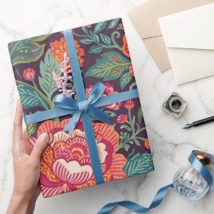 Abstrakte Pfingstrosen Schmetterlinge Indisches Ge Geschenkpapier