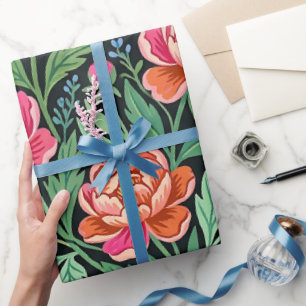 Abstrakte Pfingstrosen-Schmetterlings-Garten-Verpa Geschenkpapier