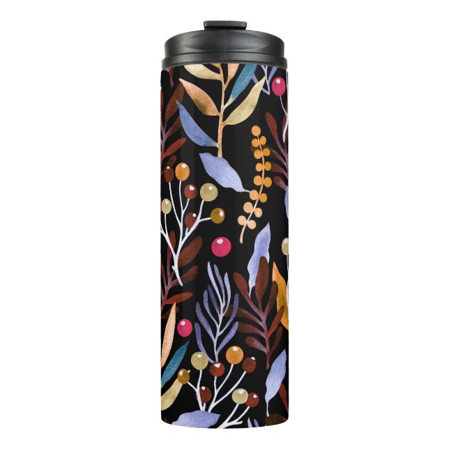 Abstrakte Pflanze Kräutermuster Thermosbecher (Vorderseite)