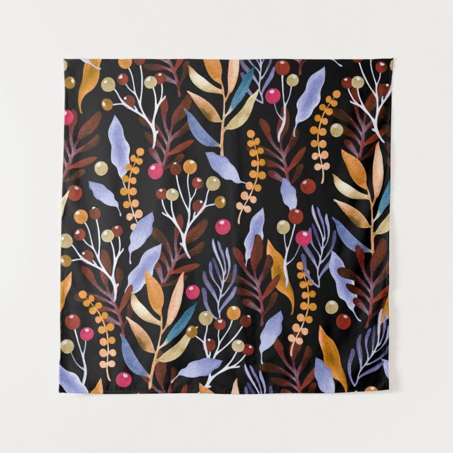 Abstrakte Pflanze Kräutermuster Wandteppich (Vorderseite)