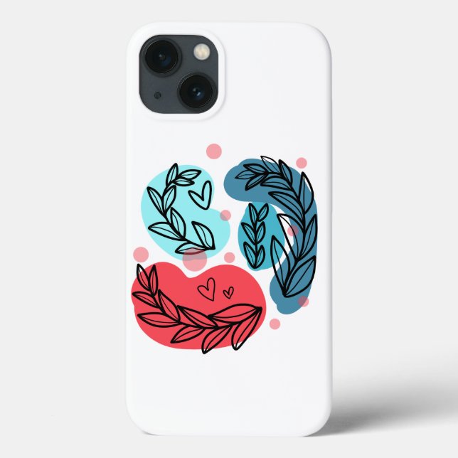 Abstrakte Pflanze rot und blau Case-Mate iPhone Hülle (Rückseite)