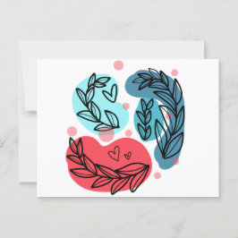 Abstrakte Pflanze rot und blau Postkarte