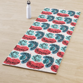Abstrakte Pflanze rot und blau Yogamatte