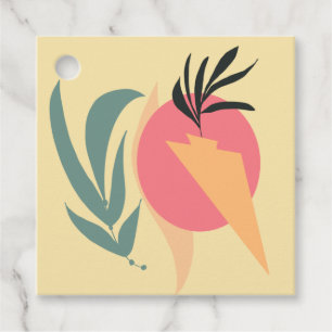 Abstrakte Pflanzenillustrationsformen Pink Gelb    Geschenkanhänger