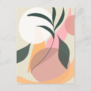 Abstrakte Pflanzenillustrationsformen rosa Grünanl Postkarte