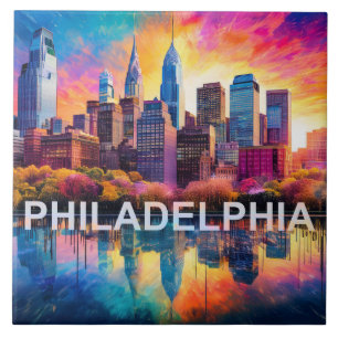 Abstrakte Philadelphia Skyline Art Moderne Stadt Fliese