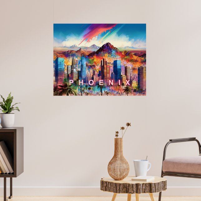 Abstrakte Phoenix Arizona Skyline Poster (Wohnzimmer 3)