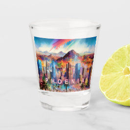 Abstrakte Phoenix Skyline Kunst Schnapsglas
