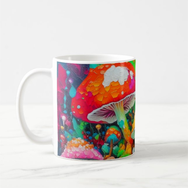 Abstrakte Pilze in Wasserfarbe Kaffeetasse (Links)