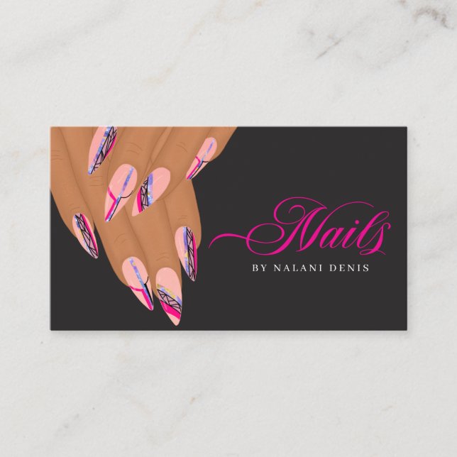 Abstrakte Pink Nail Artist Business Card Visitenkarte (Vorderseite)