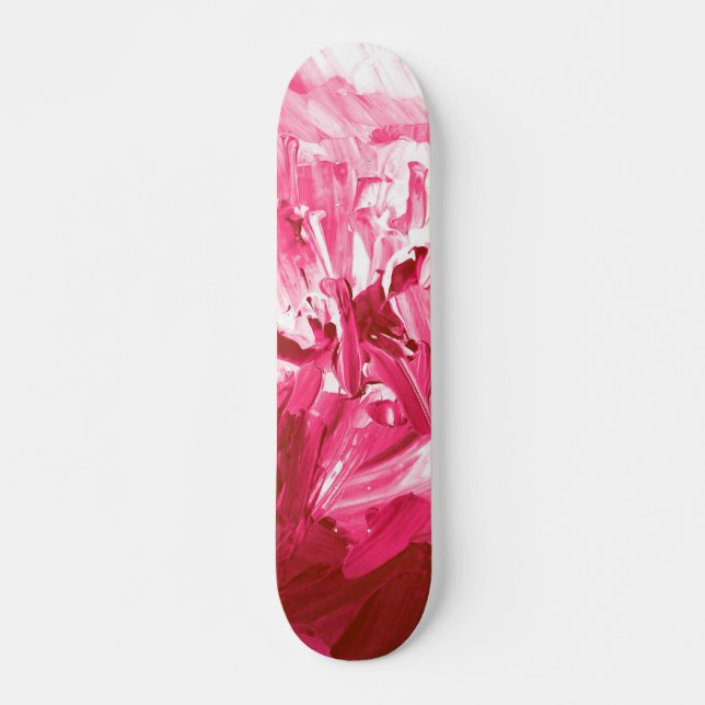 Abstrakte Pink Paint Waves Skateboard (Vorne)