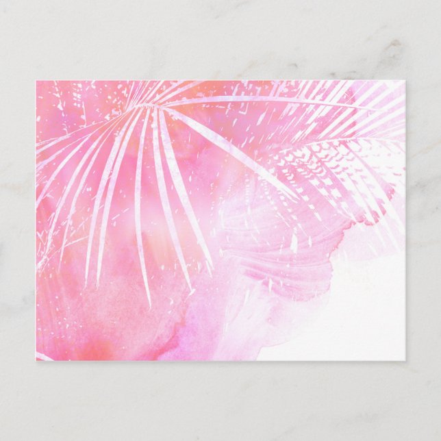 Abstrakte Pink Palm Tree Blätter Design Postkarte (Vorderseite)