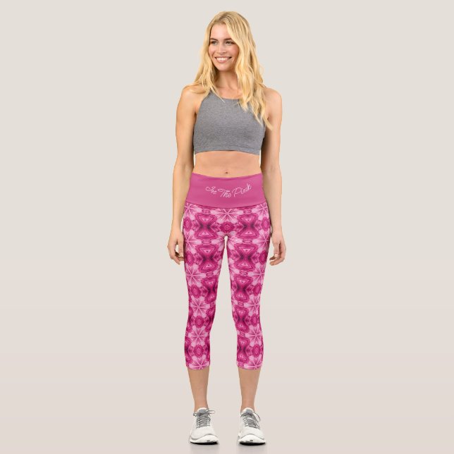 Abstrakte Pink Star Women's Tank Top Capri Leggings (Vorderseite)