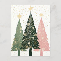 Abstrakte pinke und grüne Weihnachtsbäume