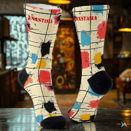 Abstrakte Pinselstiche mit modernem Grilldesign Socken