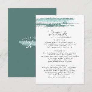 Abstrakte Pinselstriche Hochzeitdetails Aquamarin Begleitkarte