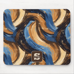 Abstrakte Pinselstriche in Blau und Braun Mousepad