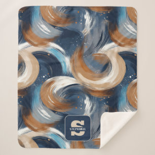 Abstrakte Pinselstriche in Blau, Weiß und Braun Sherpadecke