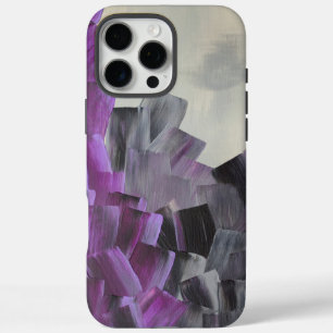 Abstrakte Pinselstriche in Lila, Grau und Schwarz iPhone 16 Pro Max Hülle