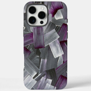 Abstrakte Pinselstriche in Lila, Schwarz und Grau iPhone 16 Pro Max Hülle