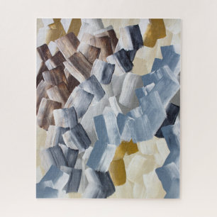 Abstrakte Pinselstriche in neutralen und erdigen T Puzzle