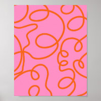 Abstrakte Pinselstriche in Rosa und Orange