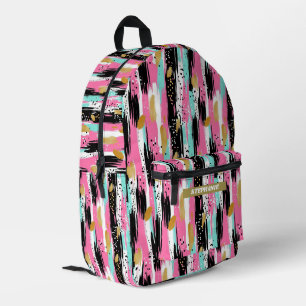 Abstrakte Pinselstriche - Minze & Rosa (2) Bedruckter Rucksack
