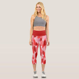 Abstrakte Pinselstriche Muster in Rosa Capri Leggings