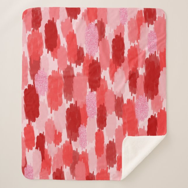 Abstrakte Pinselstriche Muster in Rosa Sherpadecke (Vorderseite)