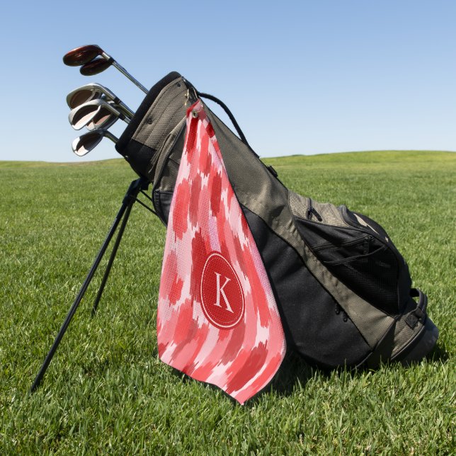 Abstrakte Pinselstriche Muster Monogramm Golfhandtuch (Gras)