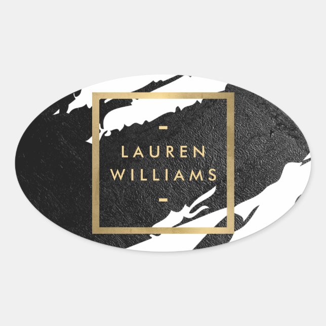 Abstrakte Pinselstriche Ovaler Aufkleber (Vorderseite)