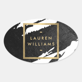 Abstrakte Pinselstriche Ovaler Aufkleber