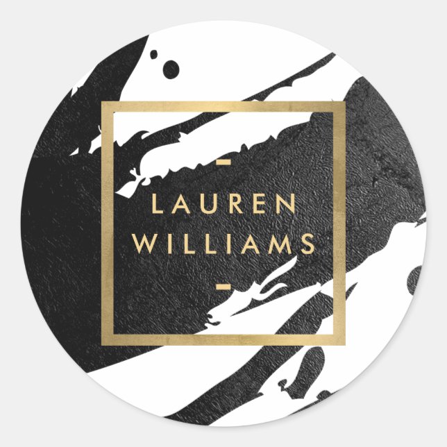 Abstrakte Pinselstriche Runder Aufkleber (Vorderseite)