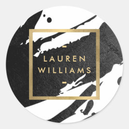 Abstrakte Pinselstriche Runder Aufkleber