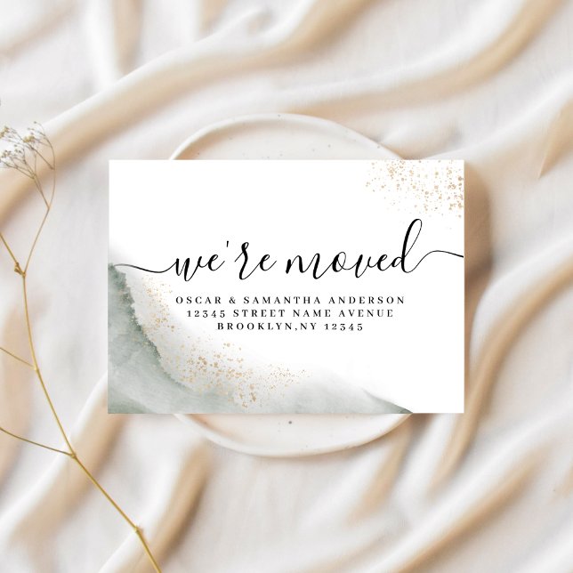 Abstrakte Pinselstriche und goldfarbene Pinselstri Ankündigungspostkarte (Von Creator hochgeladen)