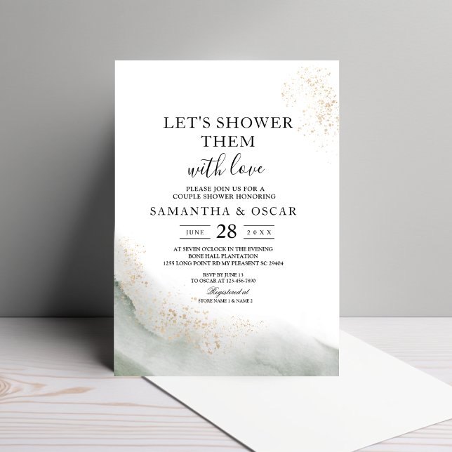 Abstrakte Pinselstriche und goldfarbene Pinselstri Einladung (Von Creator hochgeladen)