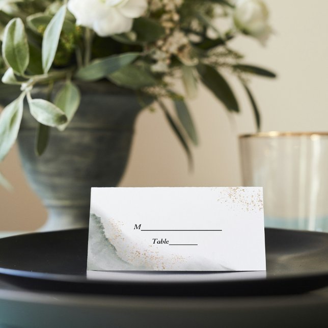 Abstrakte Pinselstriche und goldfarbene Pinselstri Platzkarte (Von Creator hochgeladen)