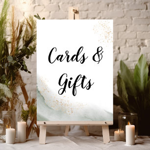 Abstrakte Pinselstriche und goldfarbene Pinselstri Poster