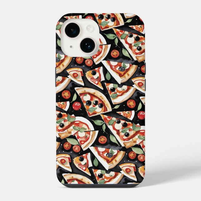 Abstrakte Pizzaslics auf schwarzem Hintergrund iPhone Hülle (Rückseite)