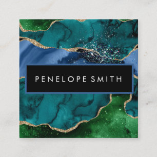 Abstrakte Platz-Visitenkarte für Blau und Grün Quadratische Visitenkarte