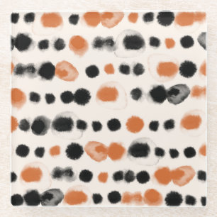 Abstrakte Polka Punkte: Aquarellgeometrie. Glasuntersetzer