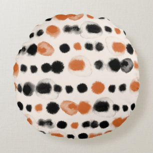 Abstrakte Polka Punkte: Aquarellgeometrie. Rundes Kissen