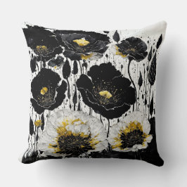 Abstrakte Poppies aus Black Gold Kissen