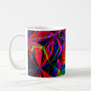 Abstrakte psychedelische farbenfrohe Rote Kaffeetasse