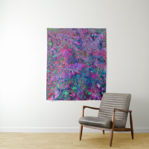 Abstrakte psychedelische Regenbogenfarben Laubgart Wandteppich